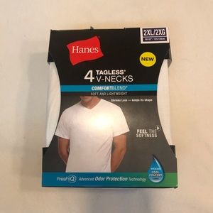 Men’s Hanes V-Neck Shirts 4pack 2XL Brand New
